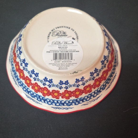 Pioneer Women Floral Scalloped Bowl with Red Rim - Picture 3 of 4